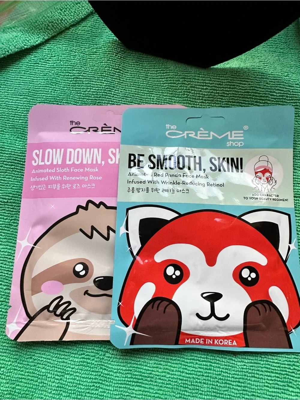 The Crème Shop Red Panda & Sloth Face Mask Duo - Pink & Teal